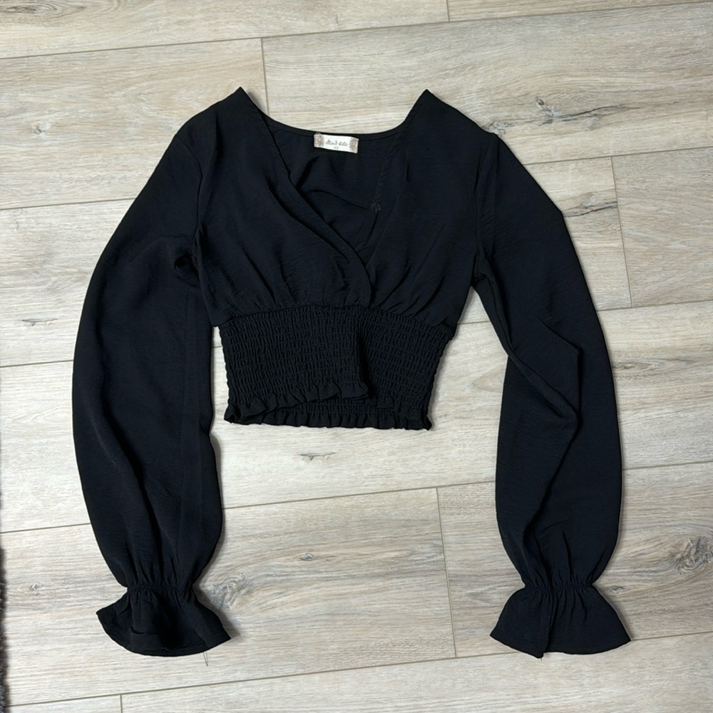 Black crop blouse